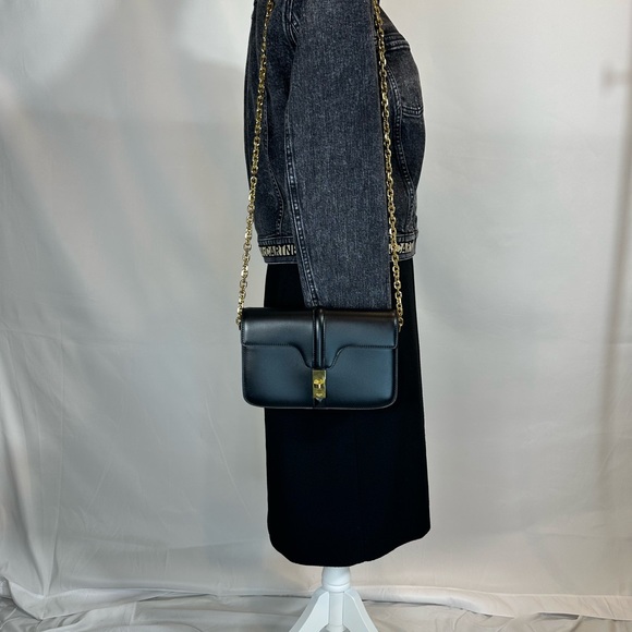 Celine 16 Chain Bag Black Satinated Calfskin - Picture 5 of 7